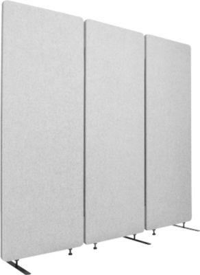 Akustik-Raumteiler Luxor, 3 Paneele, mit Standfüßen, ca. 19 kg, Gesamtmaße B 1830 x T 35 x H 1680 mm, recycelte Materialien, hellgrau