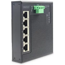 Digitus Industrie Gigabit Flat Switch, 5-Port (5 Ports), Netzwerk Switch, Schwarz