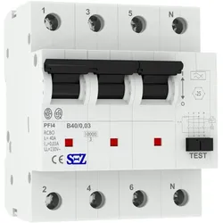 SEZ FI/LS B40 30mA 4p 10kA RCBO FI/LS-Schalter Kombi Schalter 0090907