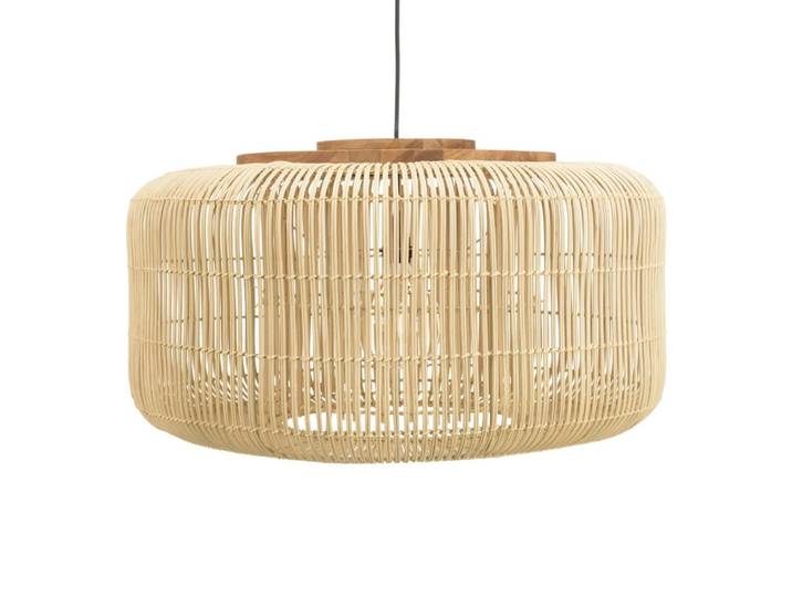 Suspension ''seau'' 76x76cm en rotin couleur naturelle et teck