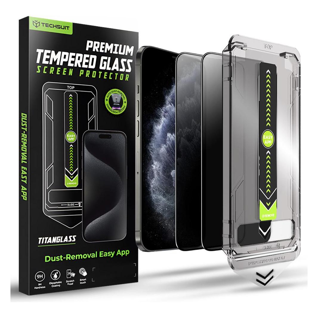 Techsuit - TitanGlass FullCover (2 pack) - iPhone X / iPhone XS / iPhone 11 Pro - Privacy (2 Stk., Apple iPhone 11 Pro, Apple iPhone X, Apple iPhone XS) (60302316)