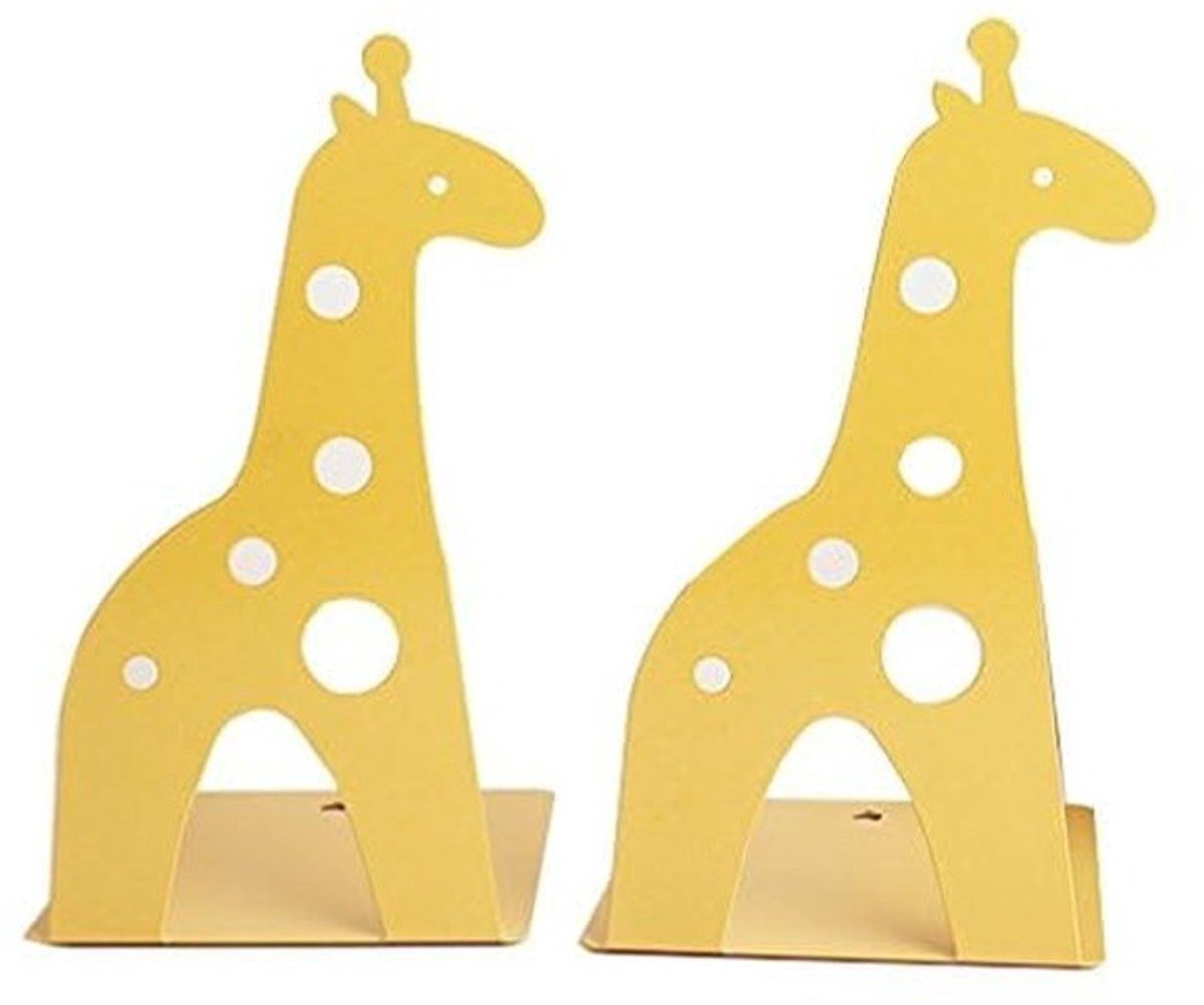 Dailygoody Giraffe Boekensteunen - Geel - Antislip Metalen Boekensteun met Uniek Dierontwerp