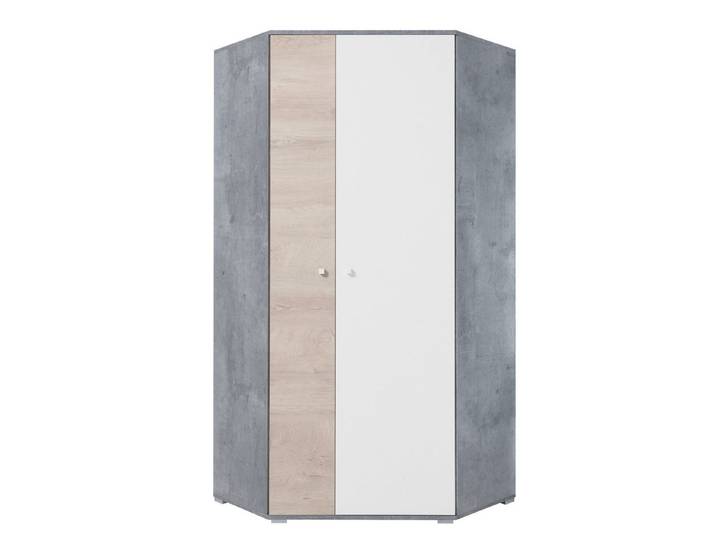 Deine Möbel 24 Eckschrank SIMON 02 Jugendmöbel Jugendzimmer Kinderzimmer (Set, 2-St., Drehtürenschrank Weiß Beton Grau Eiche) erhältlich in Weiß Lux/Beton und Beton/Weiß Lux/Eiche