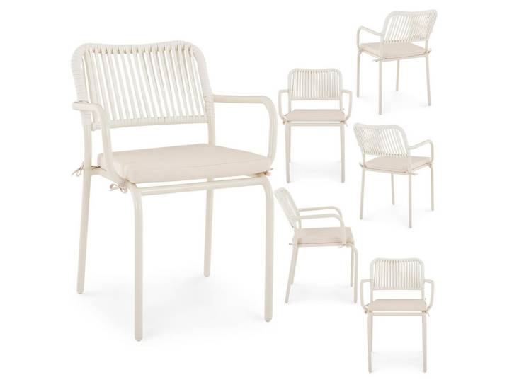 GARTENSTÜHLE VOLONTE 6er-Set beige, cremeweiß