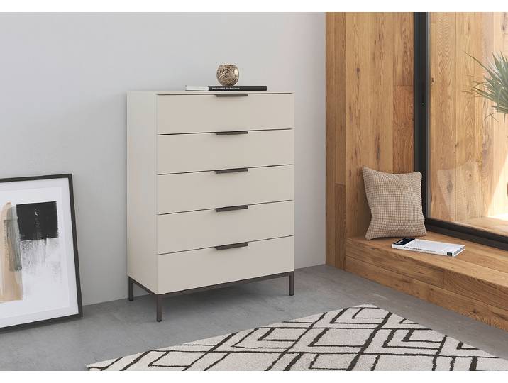 Commode Flipp avec piètement 80cm Beige/Cachemire/Gris métallisé