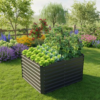 Hochbeet KONIFERA "Emmy", bodenloses Gartenbeet aus verzinktem Stahl", grau (anthrazit), B:100cm H:60cm T:80cm, Stahl, Pflanzgefäße, mit Verstrebungen für mehr Stabilität, in zwei Farben