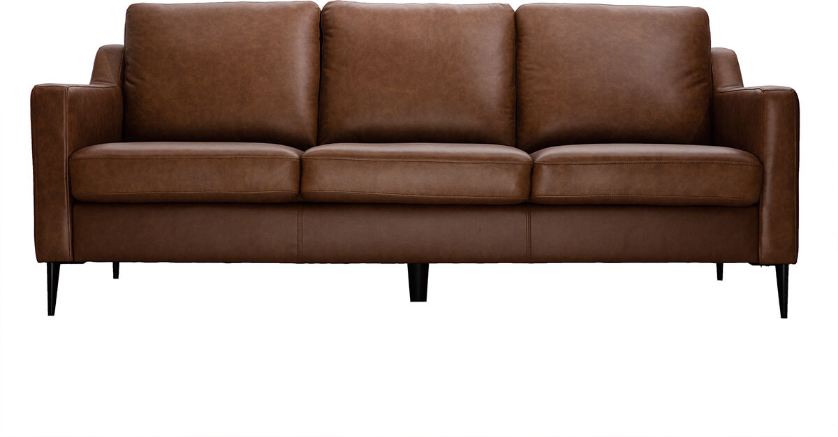 Miliboo Braunes 3-sitziges Designer-Ledersofa OXMO - Büffelleder