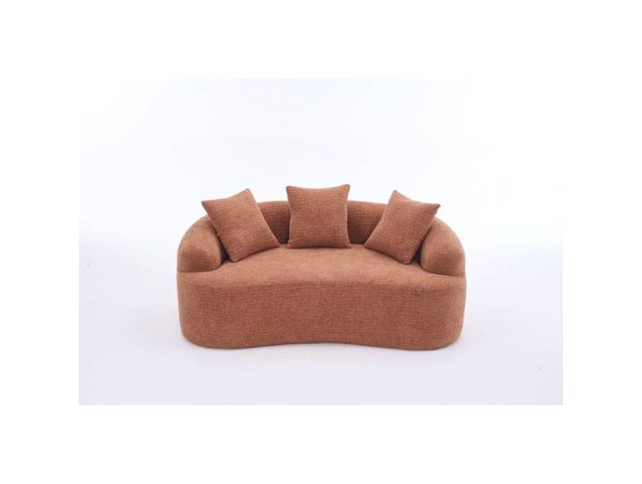 WOVREO Canapé 2 Places Modulable Incurvé en Chenille Corail 3 Coussins Sans Montage