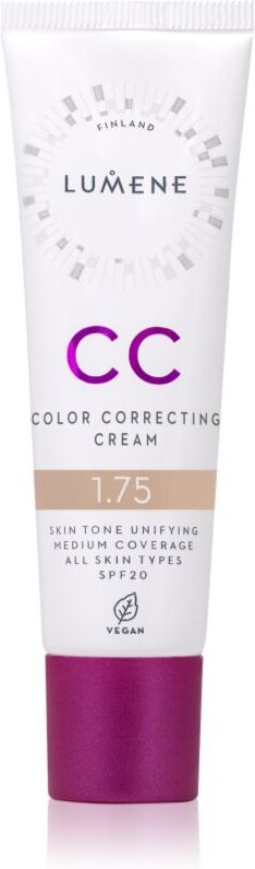 Lumene CC Color Correcting Cream CC cream for even skin tone SPF 20 shade 1.75 (Neutral) 30 ml
