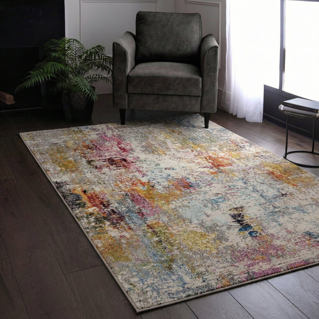 Borough Wharf Enosburgh Rectangle Abstract Area Rug Orange;Pink;Yellow;Beige;Blue Rectangle 120 x 170cm