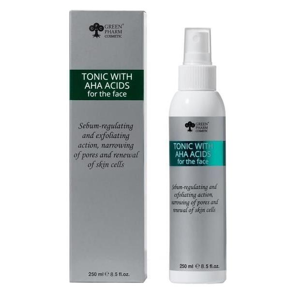 GREEN PHARM COSMETICS Cleansing Tonic With AHA Acids tonik peelingujący do twarzy 250ml (Gesichtswasser, 250 ml) (68305766)