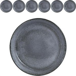 Moritz&Moritz Teller Vida, Suppenteller, Porzellan, rund, Ø 19 cm, anthrazit, 6 Stück