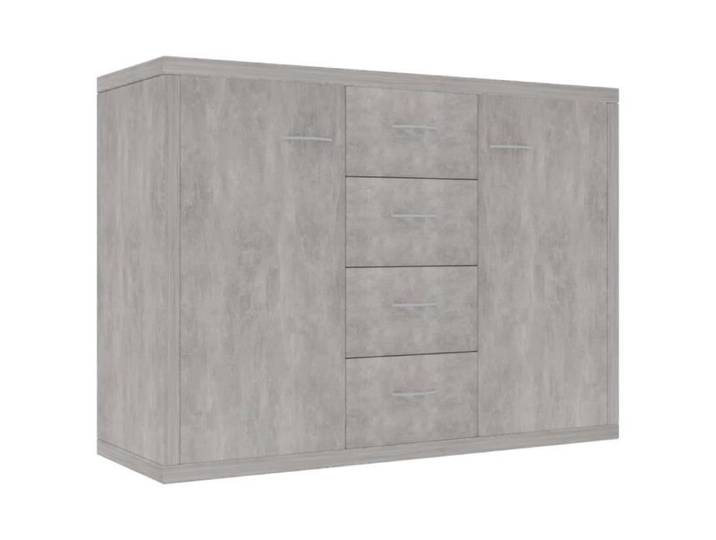 Buffet bas - SALALIS - DP33372 - Gris béton - 4 tiroirs - 2 portes