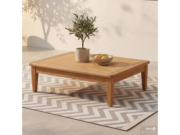Table basse lounge Acacia massif huilé 80 x 25 x 80cm Marron/Acacia brun