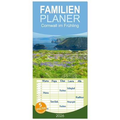 Familienplaner 2026 - Cornwall im Frühling mit 5 Spalten (Wandkalender, 21 x 45 cm) CALVENDO