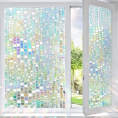 Buntglas-Fensterfolie, PVC, mattiert, statisch haftend, Regenbogen-Sichtschutzfolie, Fenster-Sichtschutzaufkleber, Fenster-Sichtschutzfolie, Buntglas-Regenbogen-Haftfolie, Fenstertönungsfolie für das Badezimmer zu Hause