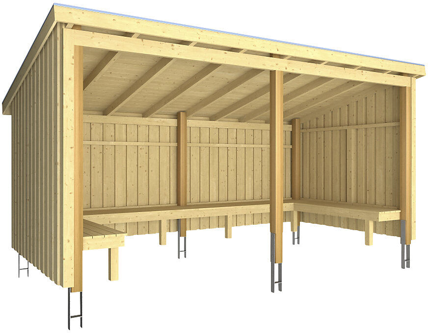 kaiserkraft Nordic Grillhütte, aus Holz, HxBxT 2200 x 2180 x 4320 mm (9,5 m²)