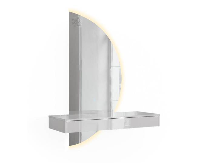 Vicco Schminktisch Sherry, Weiß Hochglanz, 100 cm mit LED-Spiegel, Holzwerkstoff, Rechteckig, 100x112x40.1 cm, Schlafzimmer, Schminktische