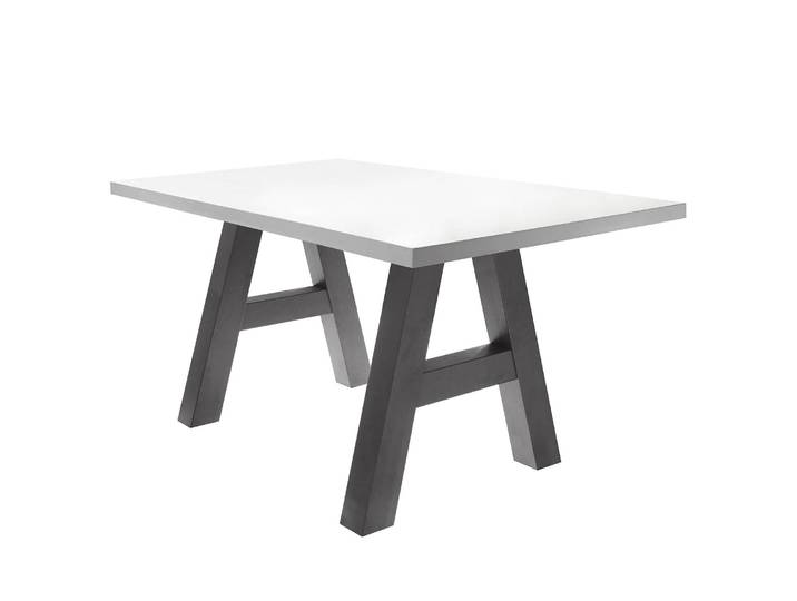 Table Leeton I 140 x 90cm Blanc/Gris/Blanc mat