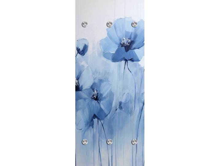 Garderobenpaneel QUEENCE Wandgarderobe mit Motiv Mohnblume Aquarell inkl. Edelstahlhaken , blau, B:50cm H:120cm T:2,5cm, Acrylglas, Edelstahl, Garderobenpaneele, Garderobenpaneel, HD Premium Druck auf Acrylglas
