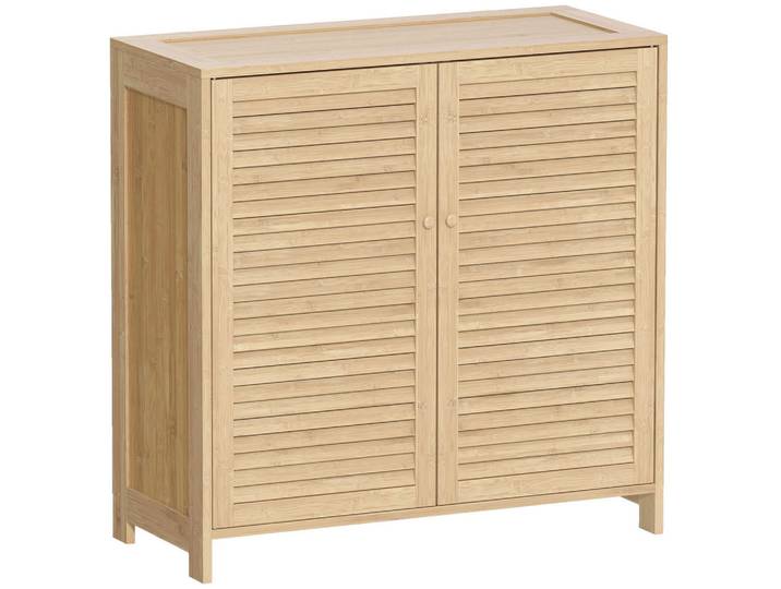 Homcom Schuhschrank Bambus Naturholz, Naturfarben, Bambusholz, Echtholz,Bambus, 3 Fächer, 35x80x80 cm, Garderobe, Schuhaufbewahrung, Schuhschränke