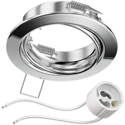 ledscom.de Decken-Einbaurahmen FERE Einbaurahmen chrom schwenkbar (LED/Halogen/GU10/MR16/PAR16/50mm) inkl. GU10 Fassung