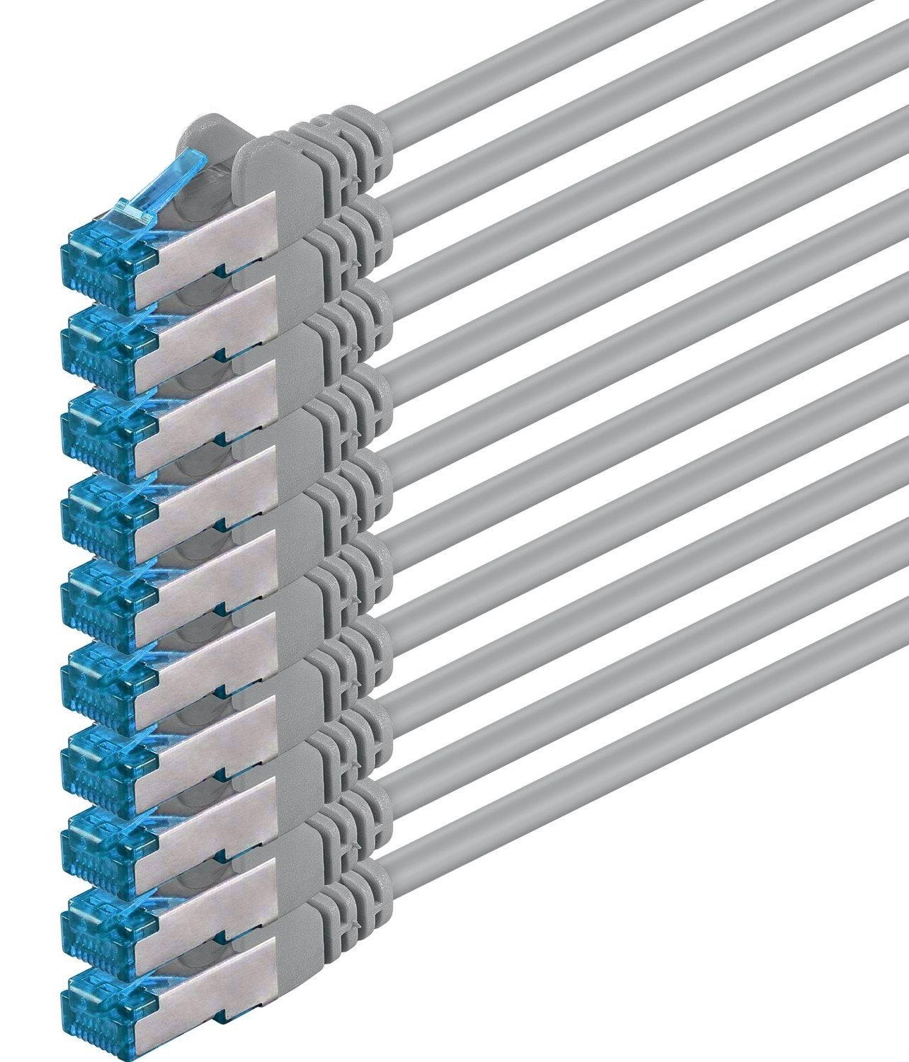 1aTTack.de CAT6 Gigabit LAN-kabel, 10 stuks, 1,5 meter, grijs