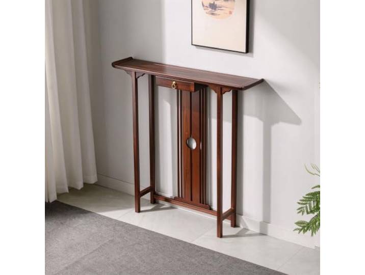 Schmaler Konsolentisch aus Massivholz, Flurtisch mit Schublade, Sofatisch Massivholz-Konstruktion, Schlankes Profil, Geräumige Schublade, Vielseitiger Dielentisch(B-Drawer,39.4 (100cm)L)