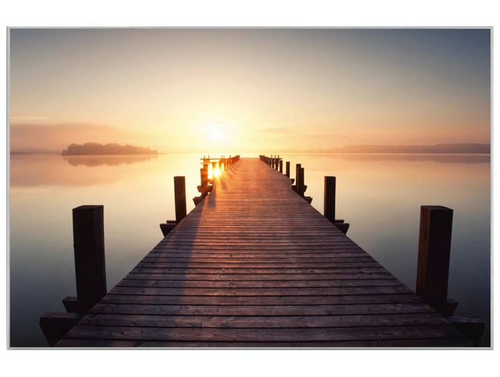 Bild mit Rahmen Steg Bei Sonnenaufgang image LAND