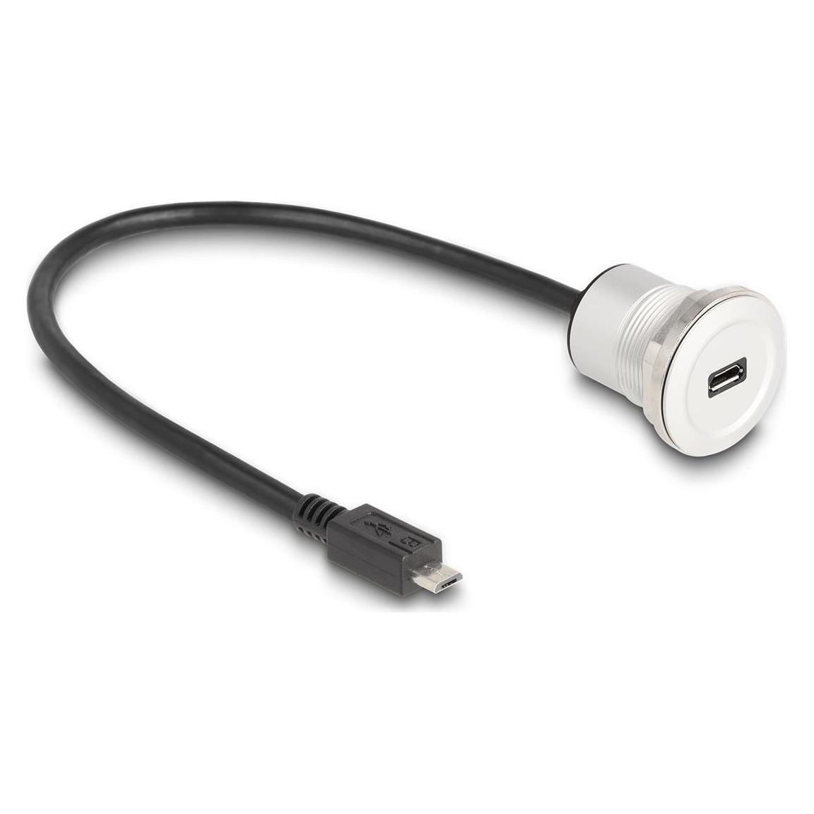 Delock USB 2.0 Micro-B Einbaubuchse mit Kabelpeitsche Stecke (0.30 m, USB 2.0) (88184)