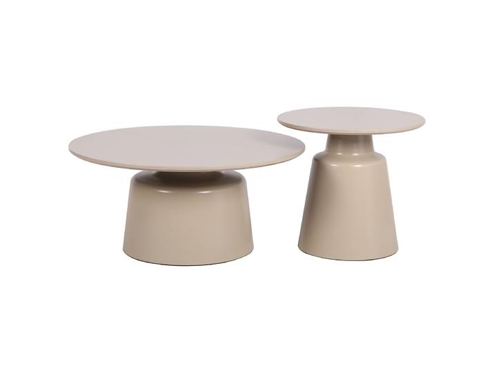 Couchtisch PAGAY 2er-Set Ø 80cm Beige/Kaschmir