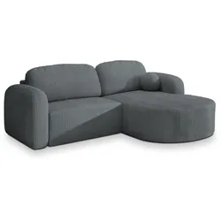 ECKSOFA AMILIA P R-S Grau Kordstoff mit Schlaffunktion