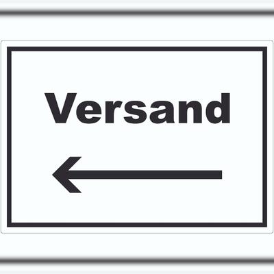HB-Druck Versand Aufkleber mit Text und Richtungspfeil links Lieferung shipping waagerecht A7 (74x105mm)
