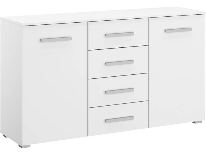 Schubkastenkommode RAUCH Sideboard Kommode Kombikommode KOLUNA mit Dekorfront , weiss (alpinweiß), B:120cm H:81cm T:42cm, Holzwerkstoff, Sideboards, Schubkastenkommode, vier grosse Schubladen, mit insgesamt 4 Einlegeböden MADE IN GERMANY