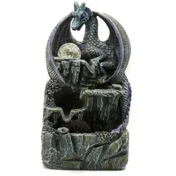 Tabletop Water Feature - 35cm - Purple Dragon, Crystal Ball & Water Wheel