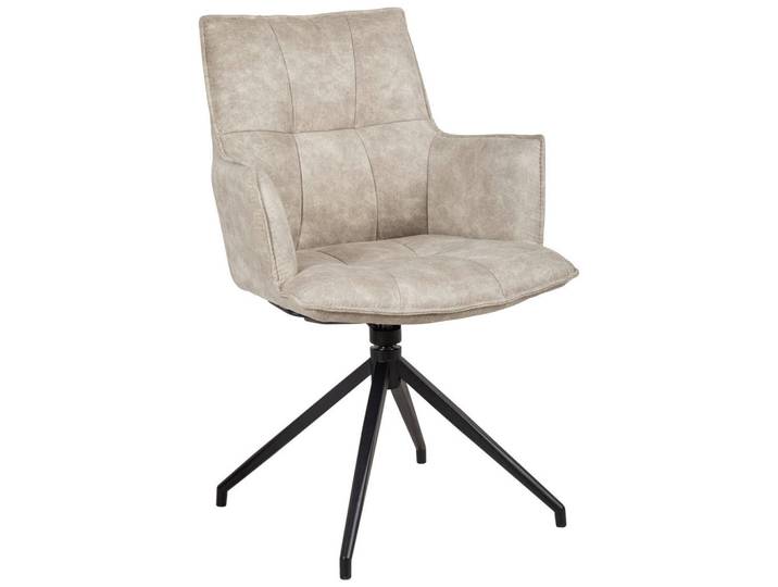 Novel Armlehnstuhl, Schwarz, Taupe, Metall, Textil, Uni, Drehkreuz, 59x88.5x62 cm, Wippfunktion, Sitzfläche 360° drehbar, automatische Rückholfunktion, Esszimmer, Stuhl, Polsterstühle