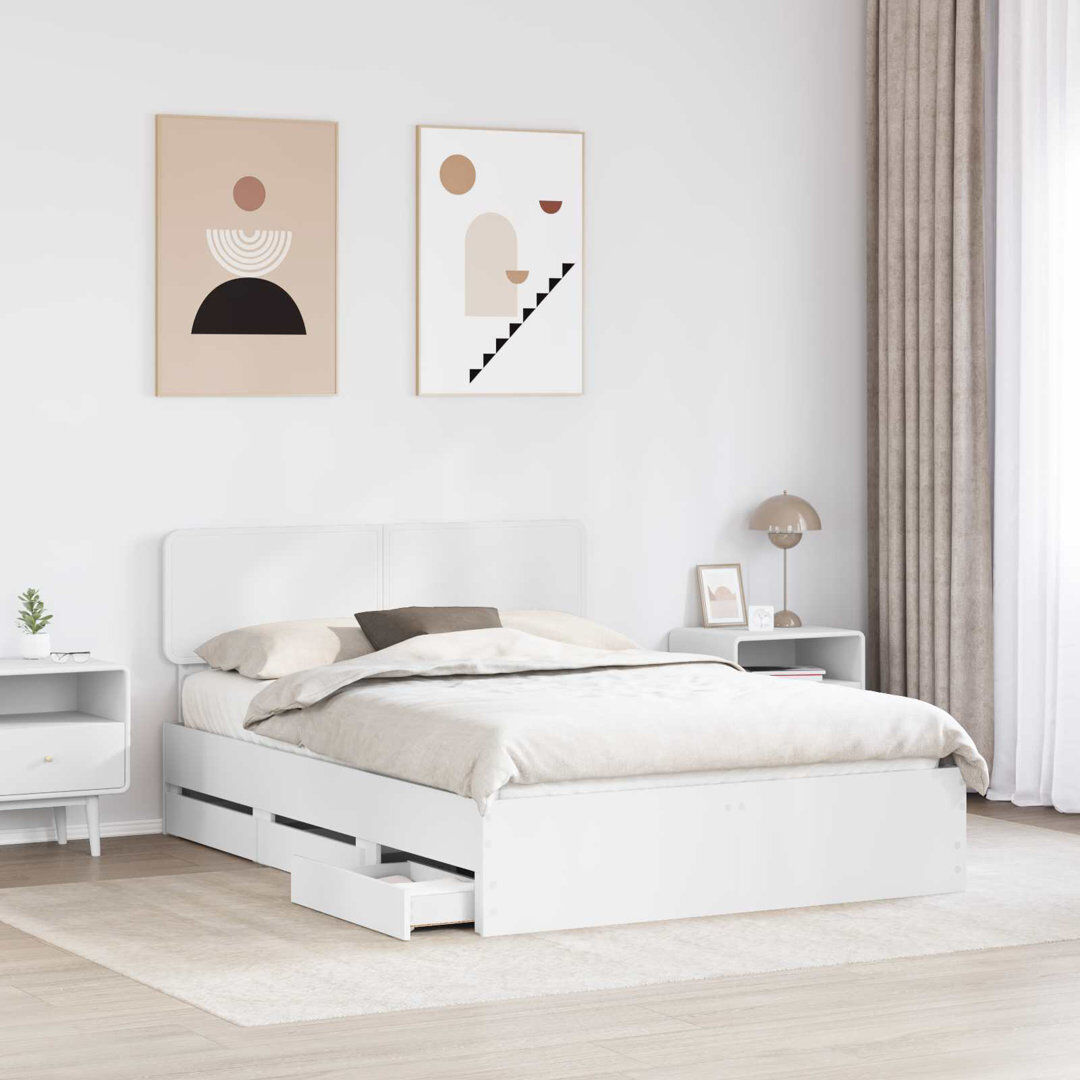 17 Stories Bed Frame White Double (4'6)