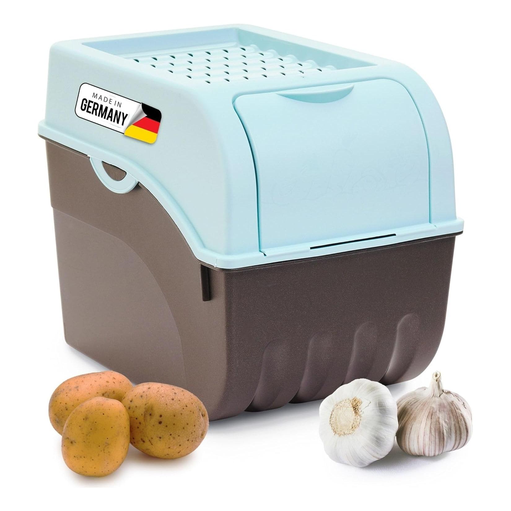 Kartoffel Aufbewahrungsbox groß 9L TÜRKIS Kartoffelbox Gemüsebox stapelbar Zwiebelbox Kartoffelkorb Obstbehälter Kartoffelkiste Zwiebel Aufbewahrung Frischhaltedose Möhren…