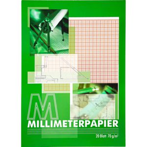 Böttcher-AG Millimeterpapier A4, 70g/m², roter Druck, 20 Blatt