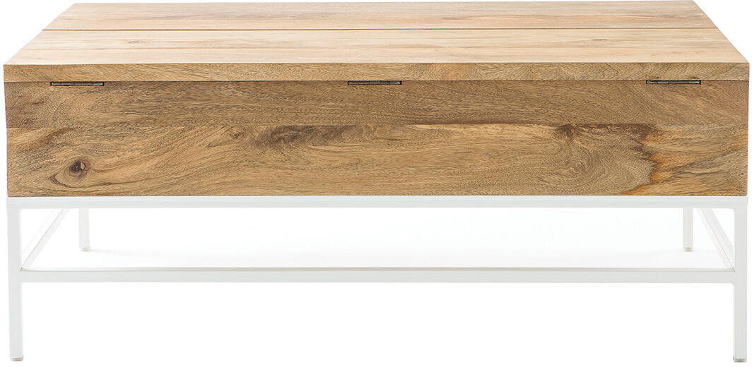 Miliboo Couchtisch aufklappbar Mangoholz und Metall Weiß 160cm BOHO