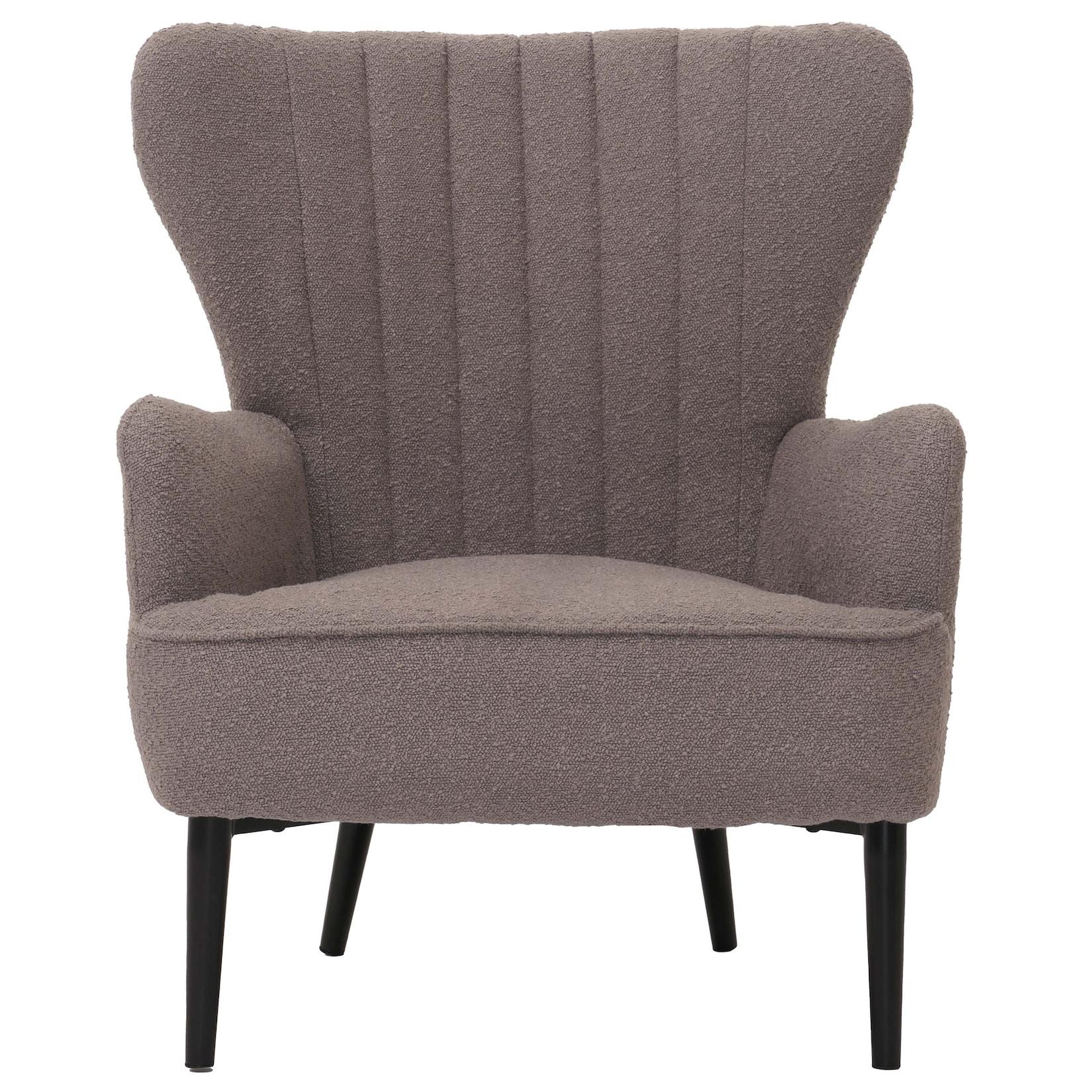 Lounge-Sessel MCW-K37, Cocktail-/Ohrensessel Polsterstuhl Retro Vintage Stoff Bouclé (600g/m²) ~ hellgrau