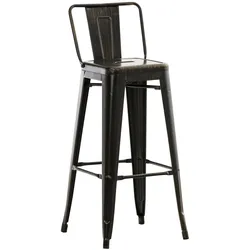 CLP Barhocker mit Lehne im Industrial-Look Mason, mit Rückenlehne und Fußablage, Barstuhl mit Rückenlehne, Tresenhocker mit Bodenschoner