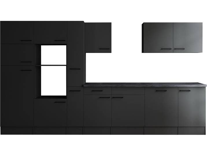 Küchenzeile RESPEKTA Oliver , küche: grau, front: grau matt, korpus: grau matt, arbeitsplatte: granit optik, B:370cm H:205cm T:60cm, Komplettküchen-Sets, Küchenzeile, Breite 370 cm, 90 cm Arbeitshöhe, in exklusiver Konfiguration für OTTO