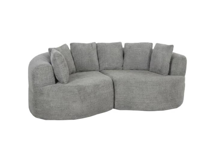 HOMCOM 3-Sitzer-Sofa, rahmenloses Cloud-Sofa aus Chenille, Tiefe Sitzfläche, Dicke Polsterung, 6 Kissen, modernes geschwungenes Sofa, hellgrau