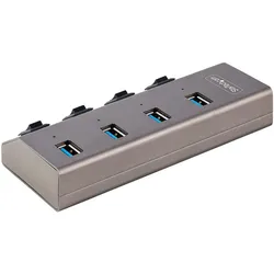 StarTech com 4-Port Self-Powered USB-C Hub with Individual On/Off Switches, USB 3.0 5Gbps Expansion (USB-C, 4 Ports), Dockingstation + USB Hub, Grau