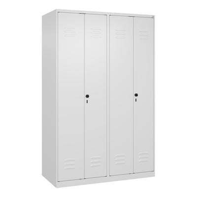 C+P Doppel-Spind Classic PLUS, 4 Abteile, HxBxT 185x120x50cm, Sicherheitsdrehriegel, Verkehrsweiß von PROREGAL