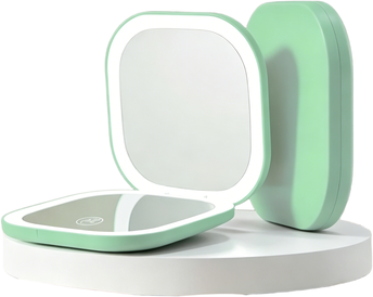 Fusion Finds Portable LED Makeup Mirror With Magnification USB Rechargeable Travel Compact Mirror green
