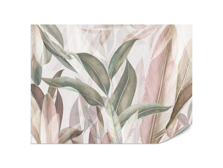Muralo Fototapete für Wohnzimmer Empfindlich Pastell Bananenblätter 400x280, Rosa, Grün, Braun, Beige, Papier, Baum/Pflanze/Natur, Rechteckig, 400x280 cm, Tapeten & Wandverkleidungen, Fototapeten