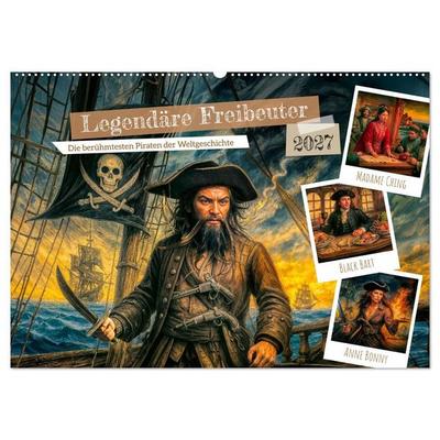 Legendäre Freibeuter - Die berühmtesten Piraten der Weltgeschichte (Wandkalender 2027 DIN A2 quer), CALVENDO Monatskalender