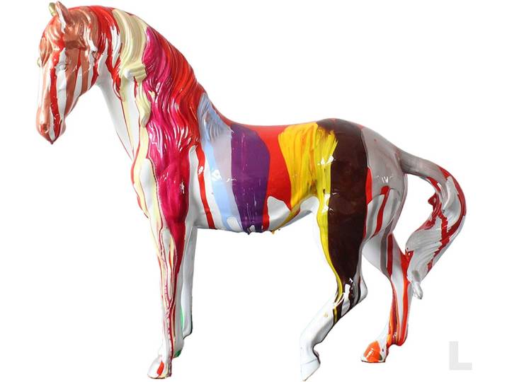 Skulptur GILDE Figur Pferd Cavallo , bunt (mehrfarbig), B:34cm H:31cm T:10cm, Kunstharz, Dekofiguren, Skulptur
